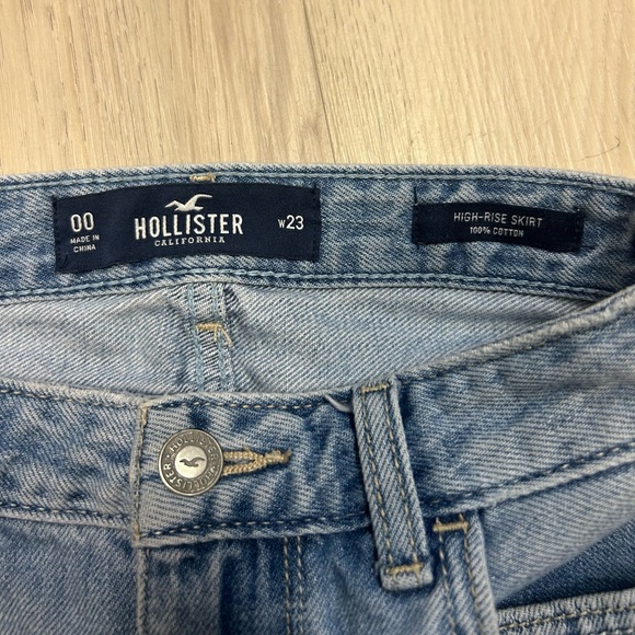 Y2K Hollister Micro Mini Denim Skirt Raw Hem High Rise Medium Wash Women 00 - Picture 8 of 14